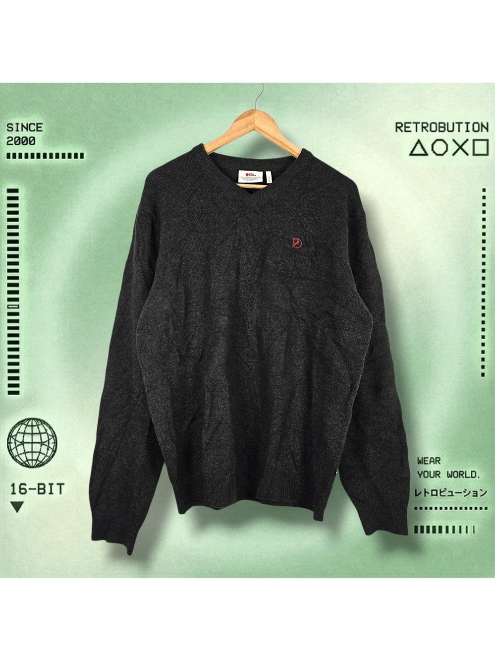 Fjallraven Shepparton Wool Knit Sweater Green Pink Size M